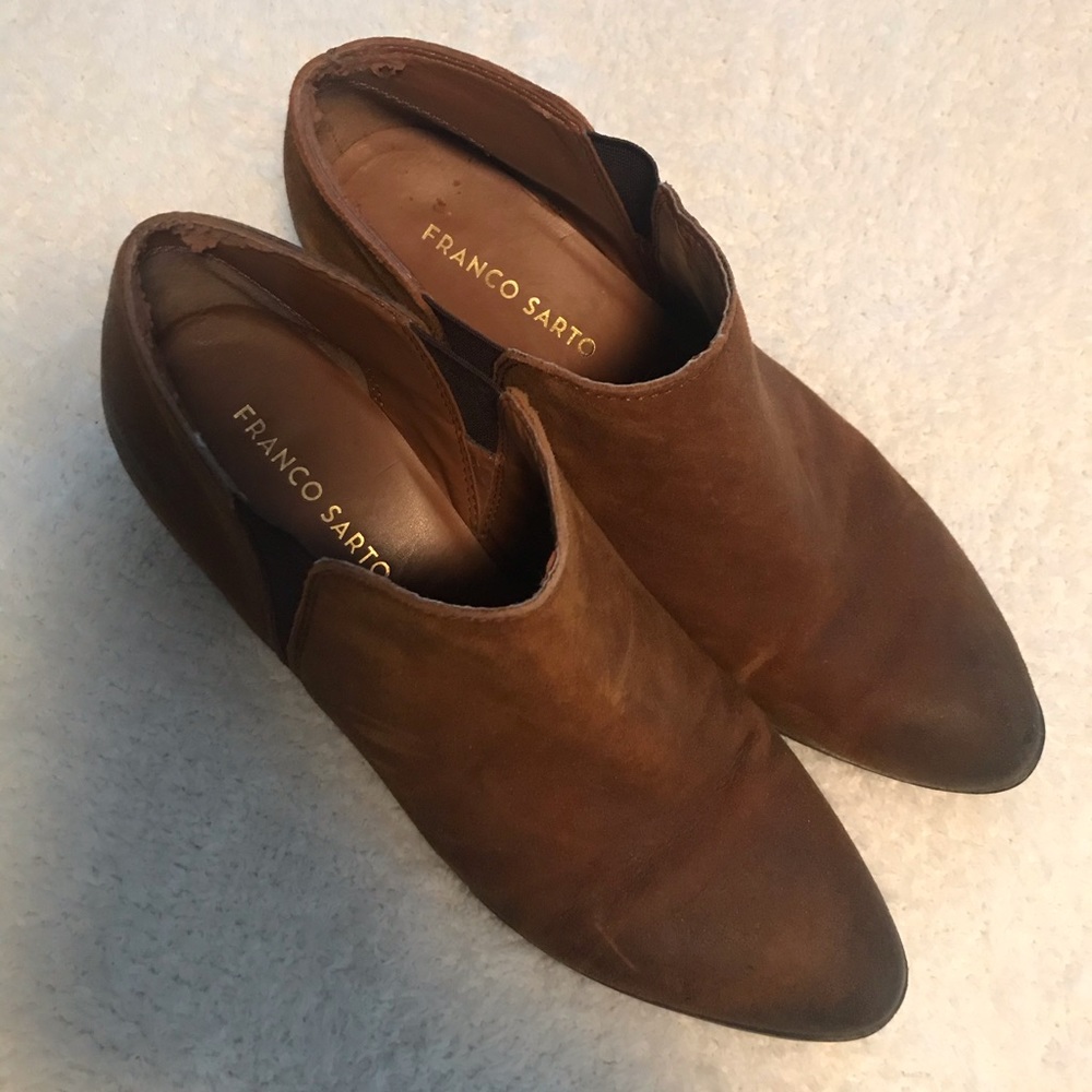 Franco Sarto- Leather Burnished Ankle Booties